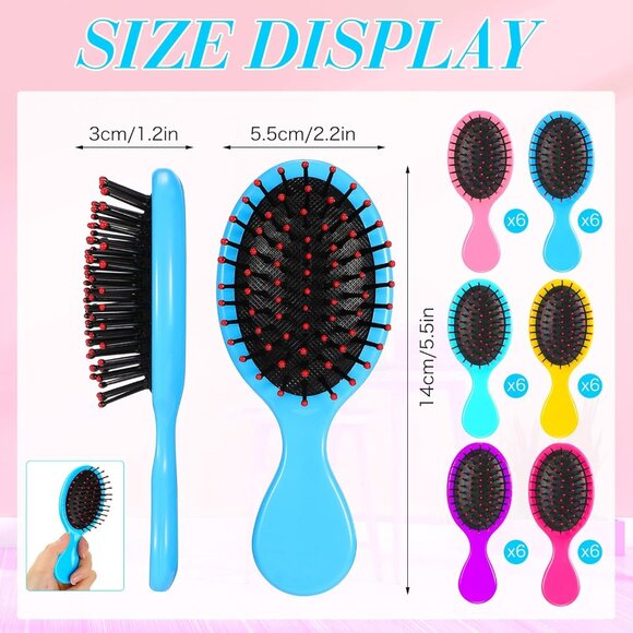 Mini Detangling Hairbrush Set 36 Pack Soft Bristle Travel Comfort Kids Adults - Picture 2 of 7